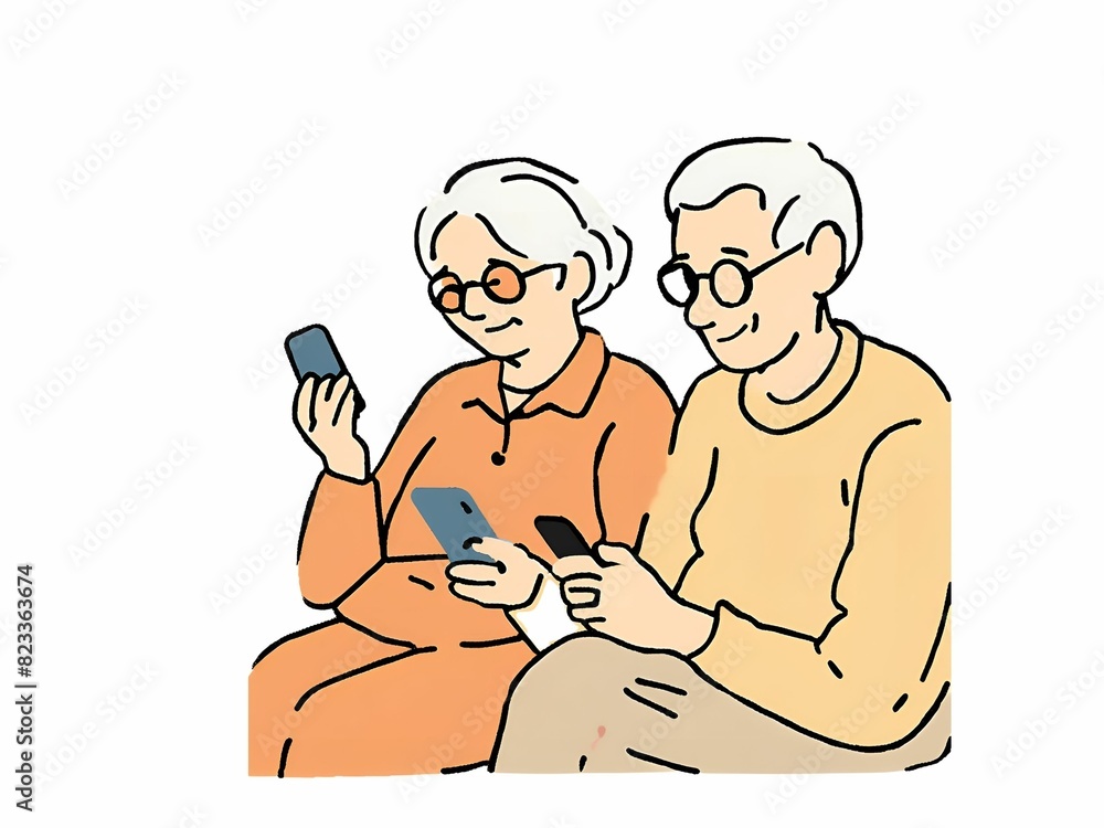 Senior couple with a phone
