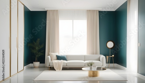 white and gold theme interior modern minimalism photo realism