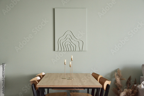 Obraz dekoracyjny strukturalny w salonie jadalni nad stołem 