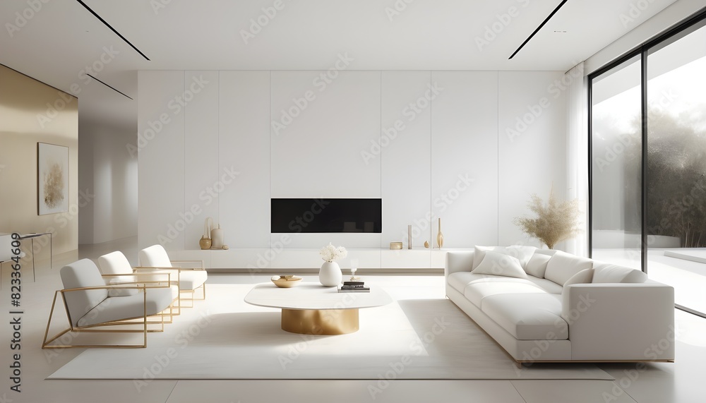 white and gold theme interior modern minimalism photo realism white and gold theme interior modern minimalism photo realism