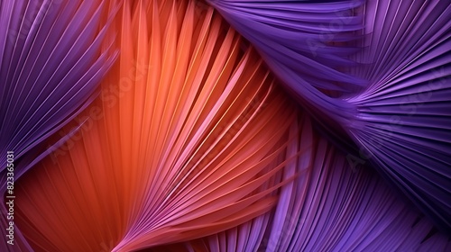 abstract background, tropical palm leaf texture in rainforest, orange purple toned process