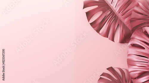 Pink Monstera Leaves Background: Elegant and Decorative Design photo