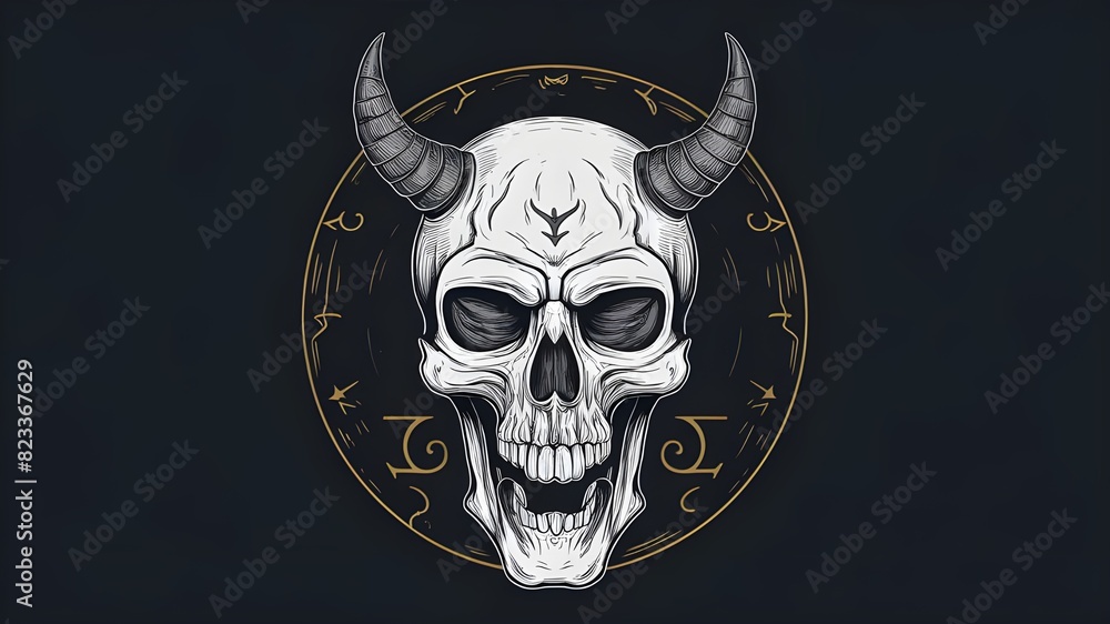 devil skull illustration.
