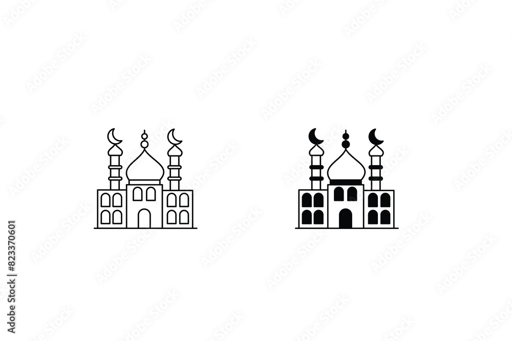 mosque icon with white background vector stock illustration
