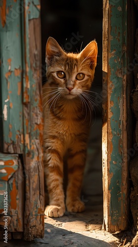 Exploring ancient ruins of Pompeii a stray cat prowls through the crumbling streets its golden eyes reflecting the fading light of the setting sun