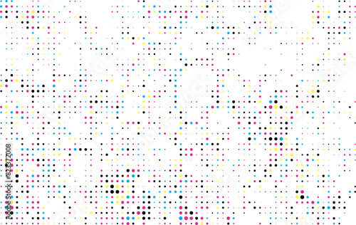 abstract background with colorful dots, a large circle of cmyk colored dots on a white background, a colorful background with multicolored dots,  cmyk dots effect, , a pattern of colorful dots 