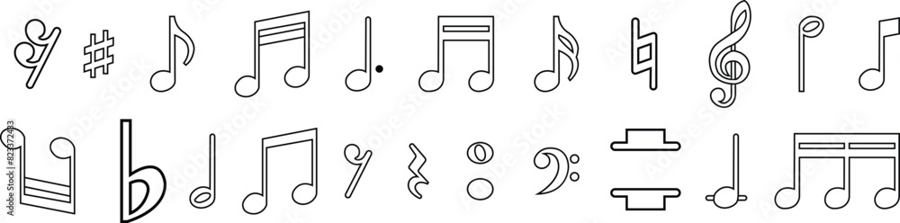 Set of Musical key page symbols with treble clef in trendy black line style editable stock. Musician splash effect signs business concepts. Note music icon for your web site on transparent background. Set of Musical key page symbols with treble clef in trendy black line style editable stock. Musician splash effect signs business concepts. Note music icon for your web site on transparent background.