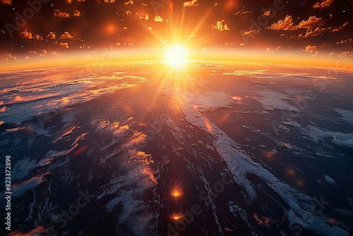 The sun rising over earth  high quality  high resolution