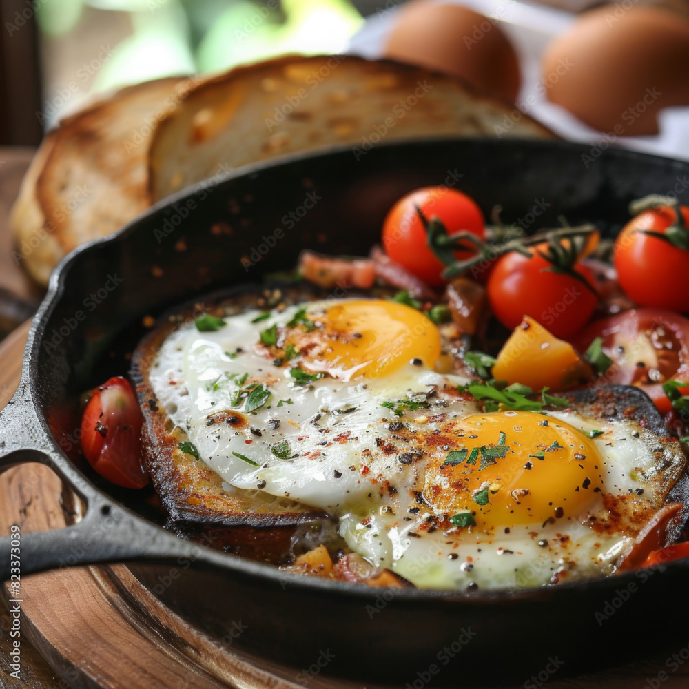 delicious breakfast with fried eggs delicious breakfast with fried eggs