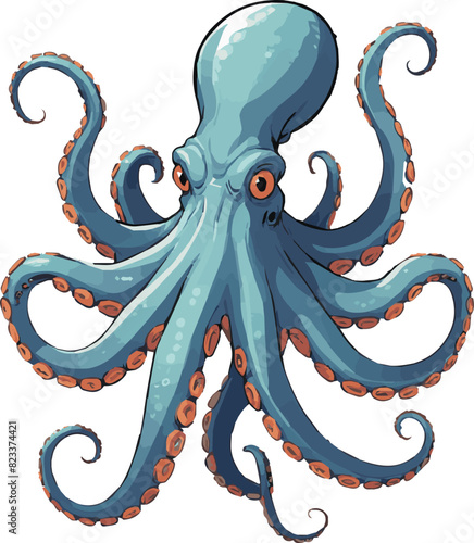 Vector illustration of an octopus character on a white background.