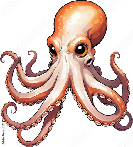 Vector illustration of an octopus character on a white background.