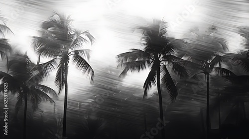 Abstract black and white monochrome art of palm trees with heavy contrast Background texture layer for graphic and web design purposes 