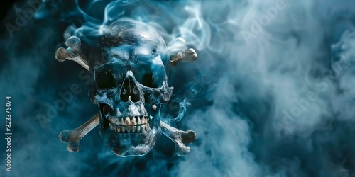 An iconic representation of piracy the eerie skull and crossbones. Concept Pirate Theme, Skull and Crossbones, Iconic Symbol, Eerie Representation photo