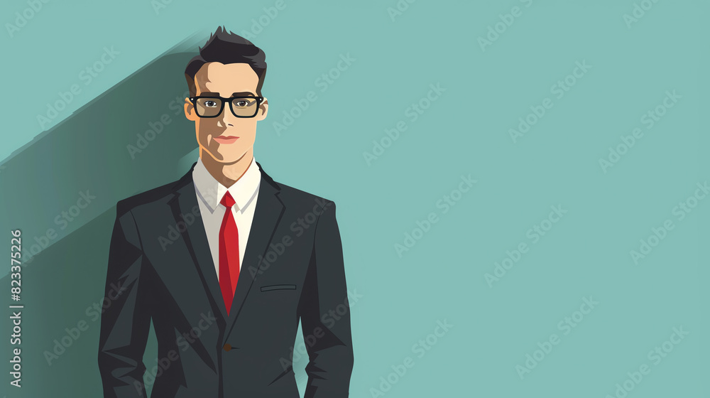 Corporate man with glasses flat design top view formal suit animation Analogous Color Scheme Corporate man with glasses flat design top view formal suit animation Analogous Color Scheme