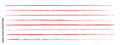 Red underlined chalk brush. Chalk pen highlight stroke. Vector hand drawn brush underline element, crayon texture emphasis element. Red chalk vector illustration in great quality. photo