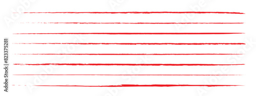 Red underlined chalk brush. Chalk pen highlight stroke. Vector hand drawn brush underline element, crayon texture emphasis element. Red chalk vector illustration in great quality.