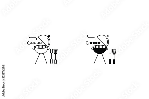 barbeque icon with white background vector stock illustration