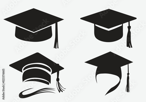 graduation cap  icons.Graduated Hat silhouette collection isolate background.Hat silhouette  vector