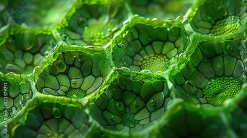 Extreme Close-Up of Green Plant Cells: A Fascinating Journey into the Microscopic World of Botany