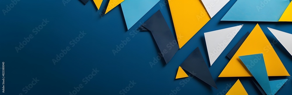 Abstract Triangular Paper Cutouts on Blue Background Abstract Triangular Paper Cutouts on Blue Background