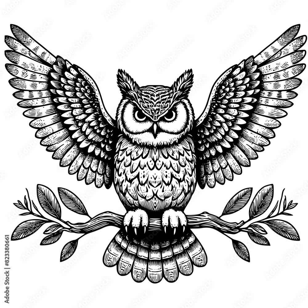 Obraz premium owl with wings fly