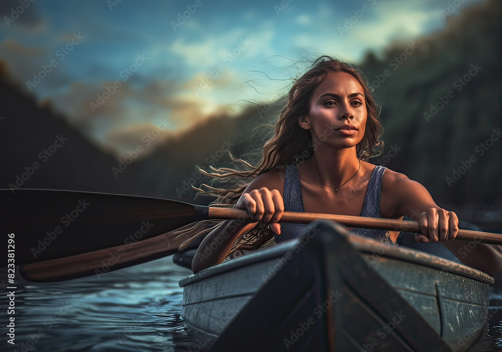 Fototapeta premium Lady with kayak