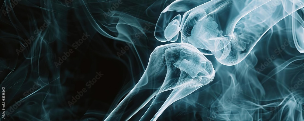 A diagnostic Xray image of a knee joint with visible vertebrae, providing valuable insights for orthopedic examination to assess knee pain A diagnostic Xray image of a knee joint with visible vertebrae, providing valuable insights for orthopedic examination to assess knee pain