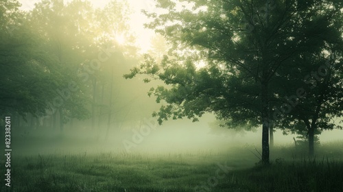 A foggy morning in a serene forest. --ar 16 9 Job ID  2826bc57-62cb-45e9-8879-b9b832727782