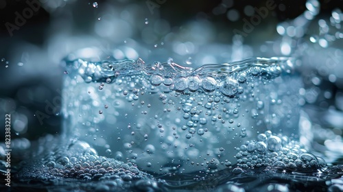 Crisp image capturing water droplets in motion with a bokeh background, highlighting the dynamics of fluid