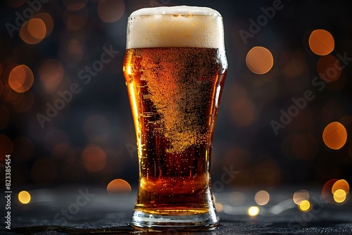 A large beer glass with a pour in it, high quality, high resolution