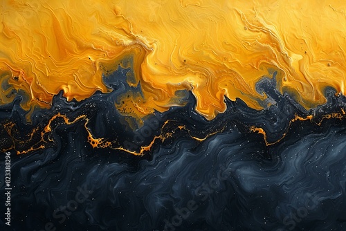 A yellow and black image of an olefin design, high quality, high resolution