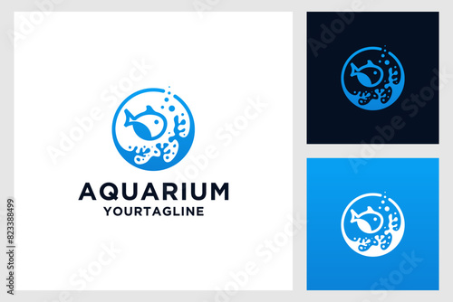 coral aquarium fish logo design