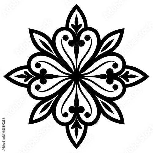 Floral vector ornament black color silhouette, white background © Dream Is Power