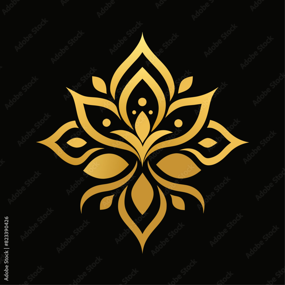Golden color Floral Ornament Design vector illustration