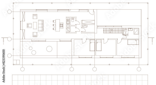 house plan sketch project 3d illustration