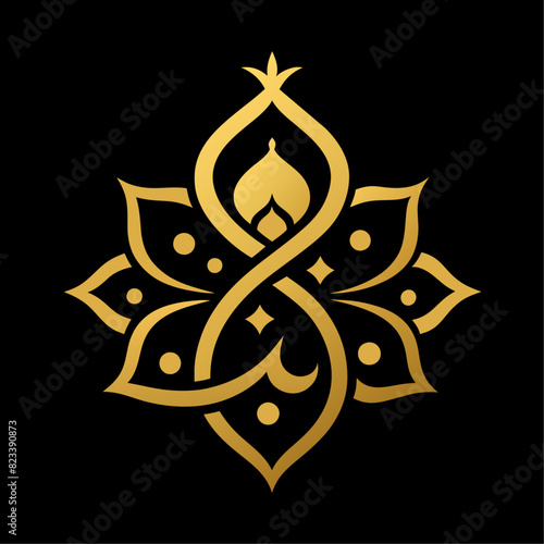 Islamic Golden color ornament vector art illustration