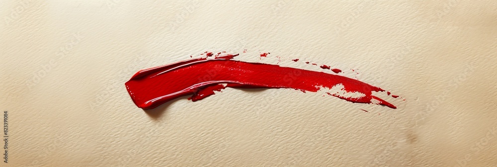 A vibrant, bold stroke of red paint stands out on a pure white canvas, creating a striking contrast. Generative AI A vibrant, bold stroke of red paint stands out on a pure white canvas, creating a striking contrast. Generative AI
