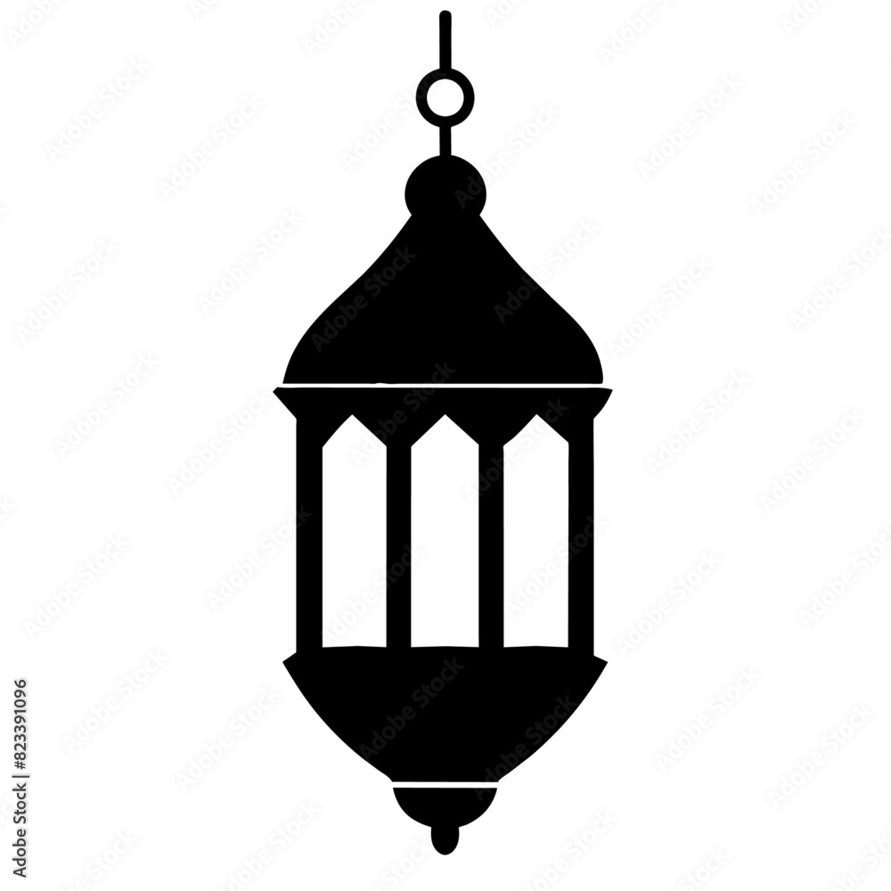 minimal and simple Islamic Lantern vector silhouette black color minimal and simple Islamic Lantern vector silhouette black color
