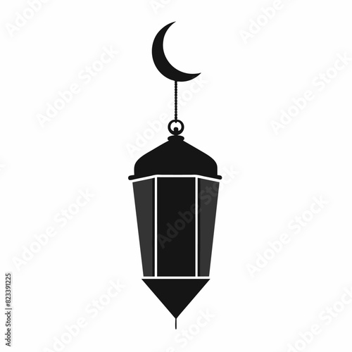 minimal and simple Islamic Lantern vector silhouette black color