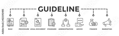 Guideline banner web icon vector illustration concept with icon of rule, procedure, legal document, standard, administration, advice, finance, marketing