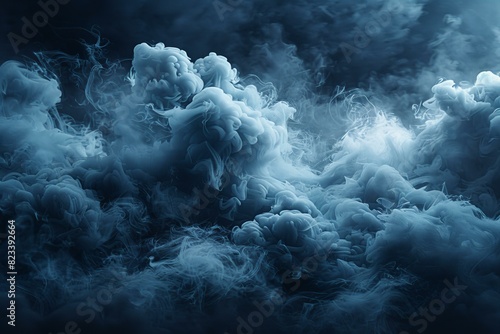 Smoke flows over a dark background, high quality, high resolution photo
