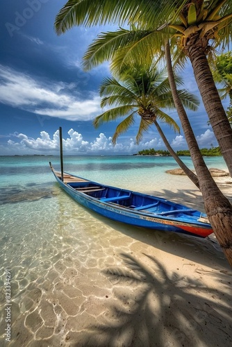 Tropical Paradise with Palm Trees and White Sandy Beaches