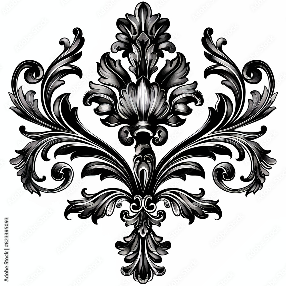 Obraz premium black and white floral ornament