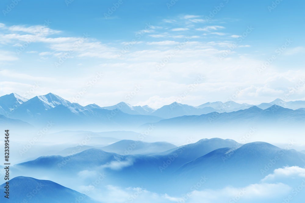 a mountain range with clouds and blue sky