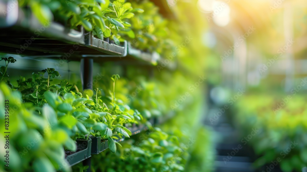 Green spinach vegetable plants on a modern hydroponic farm shelf. Green spinach vegetable plants on a modern hydroponic farm shelf.