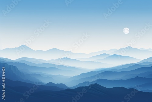 a landscape of mountains and the moon
