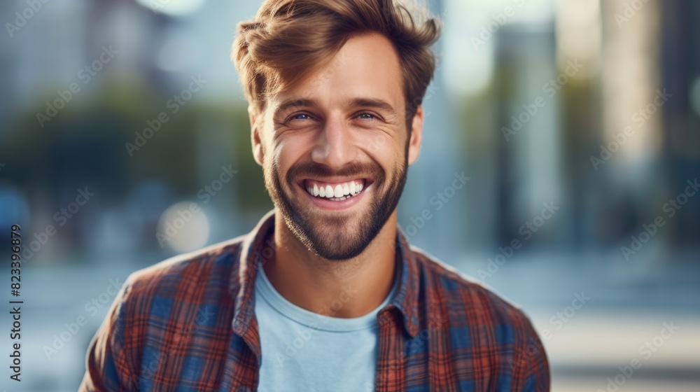 A man with a beard is looking directly at the camera with a smile on his face A man with a beard is looking directly at the camera with a smile on his face