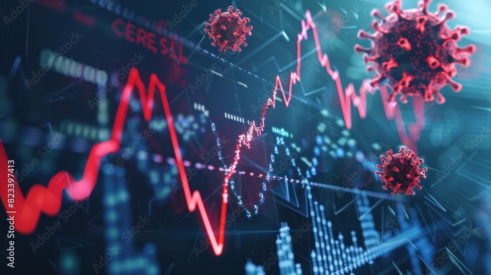 A Coronavirus impact global economy stock markets financial crisis background.