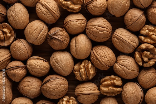 a group of walnuts and a walnut kernel photo