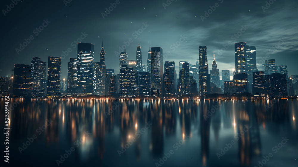 Naklejka premium city skyline at night
